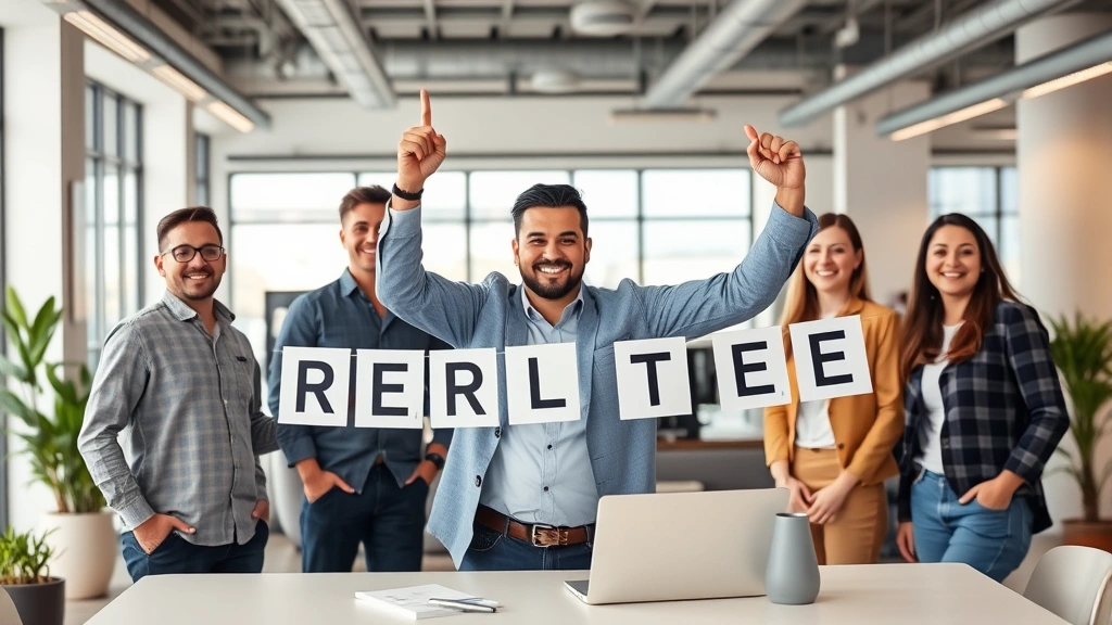 Entrepreneur celebrating business registration milestone with colleagues in startup office, diverse team smiling, casual professional setting with modern workspace design