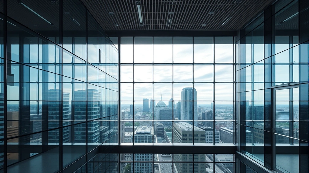 Modern Finnish corporate headquarters building with glass and sustainable architecture, Helsinki skyline visible, professional business environment, natural lighting, contemporary office design