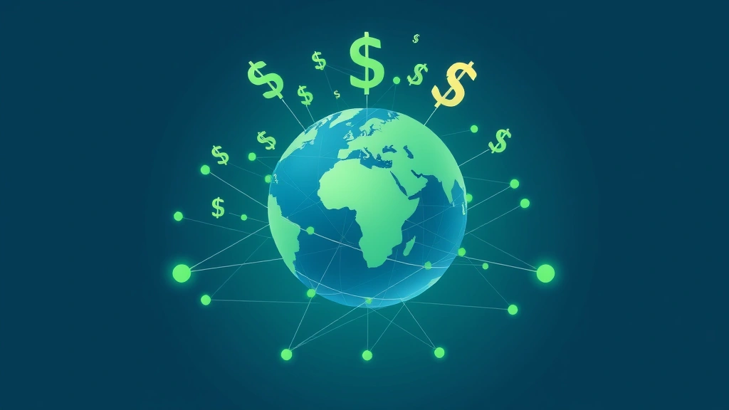 Global currency symbols floating above interconnected globe network, representing international financial connections and foreign exchange markets, abstract modern visualization, corporate blue and green color scheme