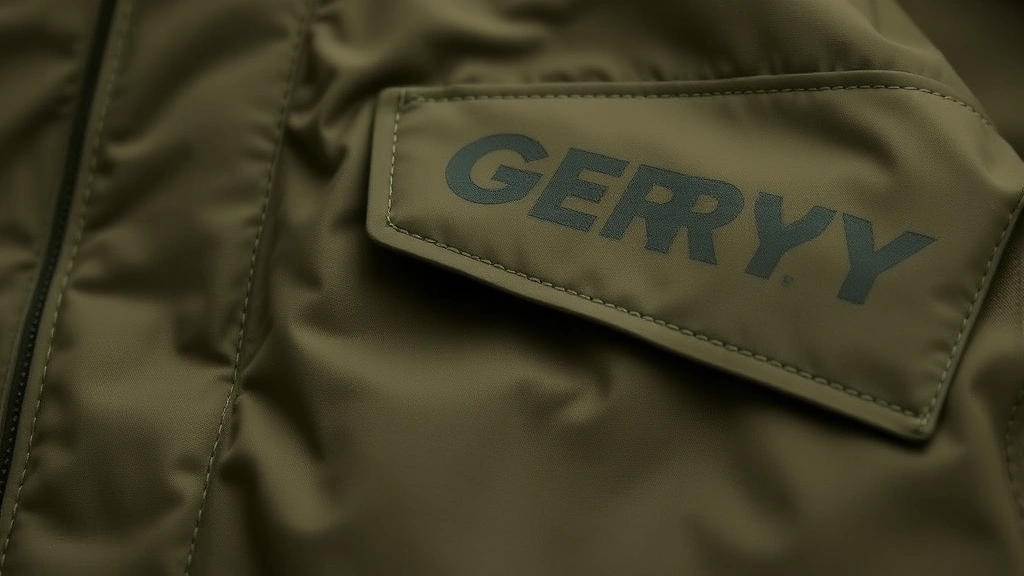 Close-up detail of Gerry jacket construction showing taped seams, zipper mechanisms, and reinforced pocket construction highlighting manufacturing quality standards