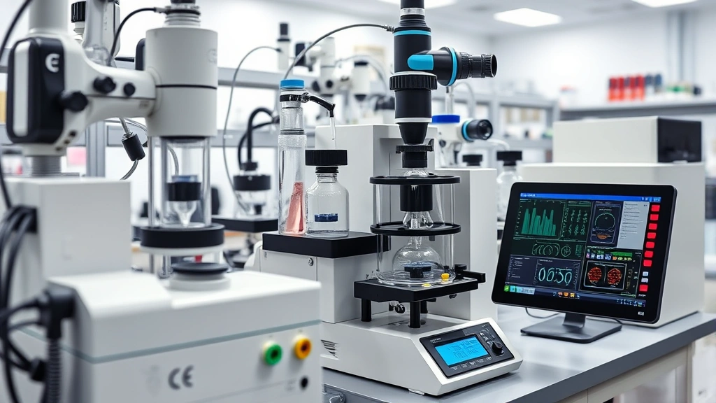 Sophisticated chromatography instrument in active research laboratory, showing precision analytical equipment with integrated digital control panels, professional lighting highlighting technical components