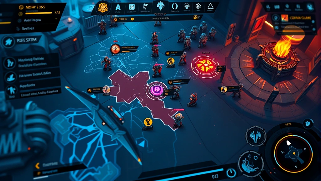 Detailed close-up of advanced gaming interface showing enhanced UI elements, minimap systems, team status indicators, and resource management displays during intense gameplay moment