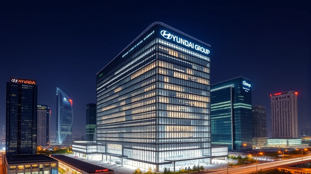 Hyundai Motor Group headquarters building, contemporary corporate architecture, Seoul business district skyline, professional office complex, automotive industry headquarters, modern Korean corporate facility exterior