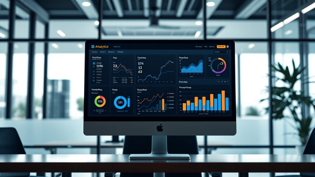 Analytics dashboard on computer monitor displaying sales metrics, pipeline data, and performance charts in contemporary business environment
