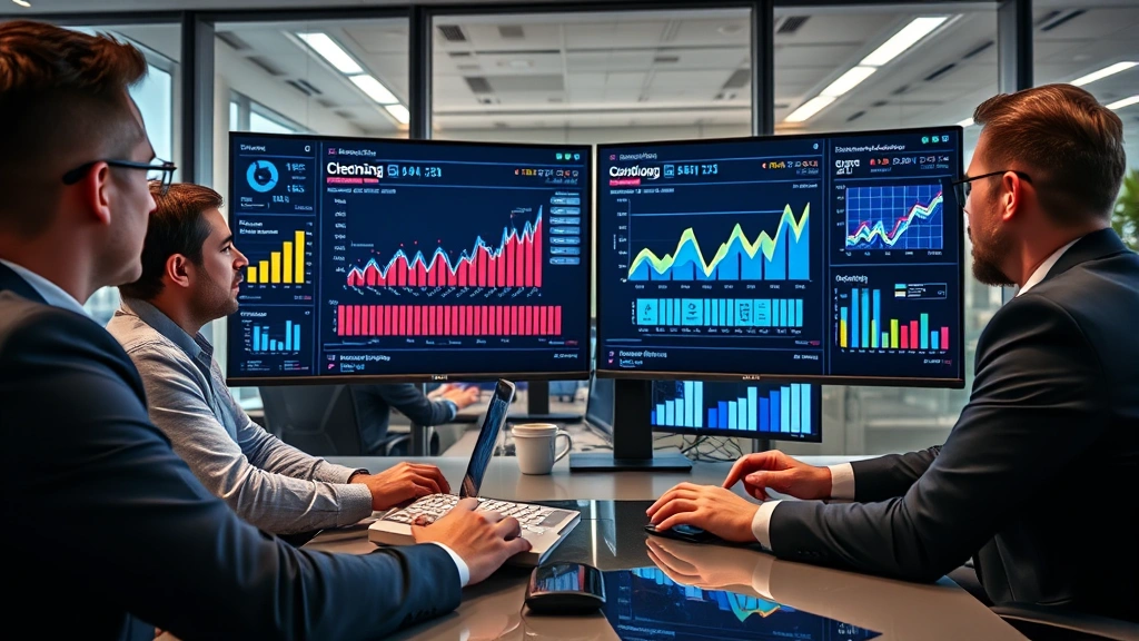 Executive business team analyzing game analytics dashboards on large screens, corporate office setting, data visualization charts showing player engagement trends, professional stakeholders reviewing performance metrics, modern tech company environment