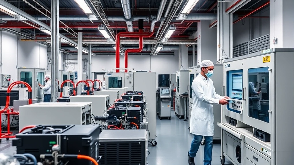 Professional corporate environment showing Seasonic power supply manufacturing facility with precision assembly workstations, quality control testing equipment, and engineers in clean room attire conducting performance verification