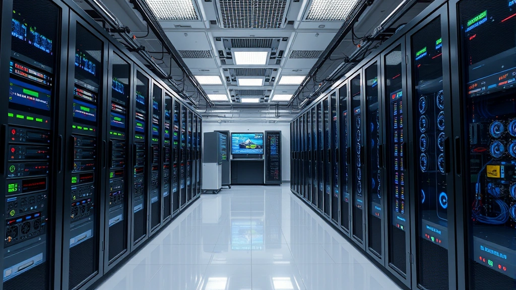 Technology infrastructure server room with advanced networking equipment and cloud computing systems supporting global gaming platform operations
